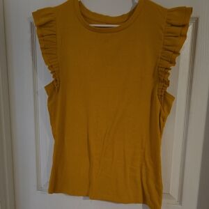 GAP Mustard Ruffle Sleeve Blouse